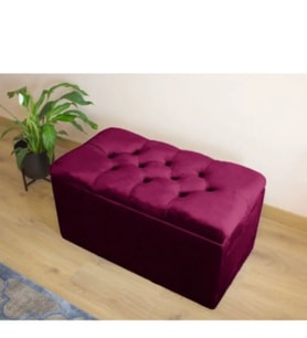 Lüks Sandıklı Kapitoneli Puf 90 cm (Bordo)