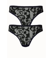 2li Kadın Önü Dantel Bikini Arkası Düz İnce Lastik Ekonomik  (Siyah)
