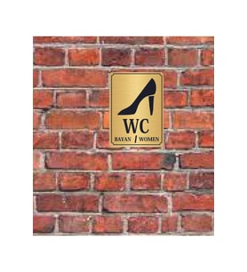 Ayakkabı  Wc Yazılı Metal Yönlendirme Levhası 15x12 cm altın