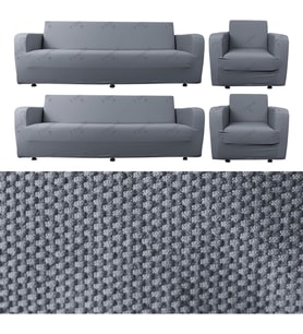 Balpeteği 3+3+1+1 lastikli kanepe örtüsü lastikli koltuk örtüsü koltuk kılıfı takımı koyu gri 180 x 230