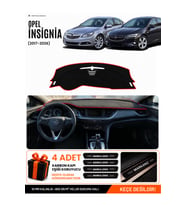 OPEL İNSİGNİA (2017-2026) Uyumlu Torpido Örtüsü Torpido Kılıfı - Siyah Kırmızı