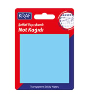 Kraf Yapışkanlı Şeffaf Not Kağıdı 76x76 mm 50 yp Transparan Mavi 