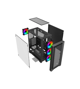 POWERBOOST 650W 80+ BRONZE PB-P705B 4-ARGB Fanlı Gaming Mid-Tower PC Kasası