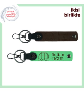 Seyahat Rotalarını Sevenlere, Karavan Temalı Anahtarlık Takımı, İsim Yazılı, Koyu Kahve-Fıstık Yeşil