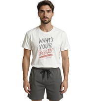 ''What's Your Problem?'' Sloganlı Tipografi Baskılı Premium Erkek Tişört (Beyaz)