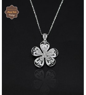 Çiçek Model 925 Ayar Saf Gümüş Telkari Kadın Kolye 201024649