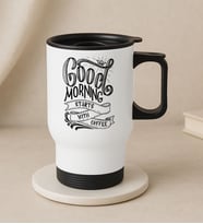 BK Gift Coffee Tasarımlı Kulplu Beyaz Çelik Bardak Termos Mug 450ml-6, Sevgiliye Hediye, Arkadaşa Hediye, Eşe Hediye (Metal)