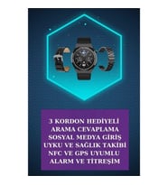 Mey İthalat® Kulak İçi Kablosuz Bluetooth Kulaklık ve NFC ve GPS Özellikli Akıllı Saat Alarm ve Titr