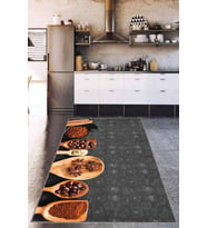 Füme Kaymaz Taban Yıkanan 3D Baharatlı Mutfak Halısı AR1236