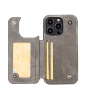Bouletta Apple iPhone 14 Pro Uyumlu Deri Kılıf UBW TN18EF (Gri)