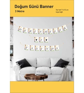 Safari Temalı  İsme Özel Doğum Günü 1 Yaş Banner 3 mt Demonte