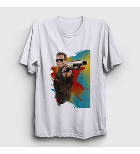 Presmono Unisex Beyaz Shotgun Film The Terminator T-Shirt 411487tt