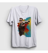 Presmono Unisex Beyaz Shotgun Film The Terminator T-Shirt 411487tt