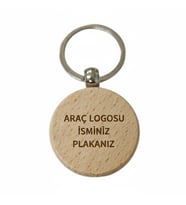 Kişiye Özel Yuvarlak Ahşap Anahtarlık – Araç Logosu, İsim ve Plaka Yazılı Lazer Gravür Anahtarlık – Özel Tasarım Araç Anahtarlığı