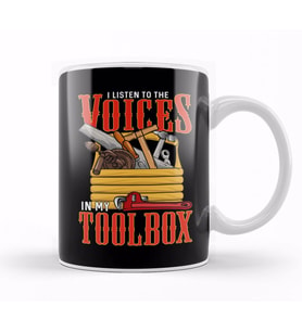 I Listen To The Voices In My Toolbox Handyman Joke Kupa Bardak Porselen