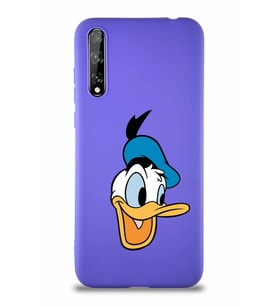 Huawei Y8P Soft Premier Kapak Donald Duck-A Tasarımlı Silikon Kılıf - Mor (Şeffaf)