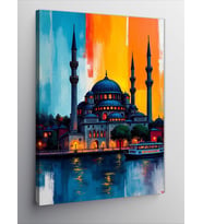 Kanvas Tablo Mavi Cami Ve Gün Batımı
