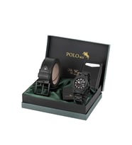Polo Air Takvimli Erkek Kol Saati Otomatik Cüzdan Kemer Çakmak Seti Siyah Renk PL-7080E1
