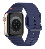 Apple Watch 10/11 42mm-38/40/41mm Kordon Dekoratif Örgü Çizgili Spor Silikon Kay (Lacivert)