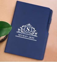 BK Gift Kişiye Özel İsimli Lacivert Termo Deri Not Defteri 15x21cm-12