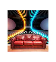 Dreamwall 3D Çizgili Neon Işık Desenli Isı Ve Ses Yalıtımlı Sağlıklı Tekstil Duvar Kağıdı (Çok Renkli)