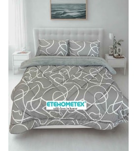 ETE HOMETEX ÇİFT KİŞİLİK LÜX WELSOFT YORGAN SETİ 195X215CM MİX GRİ 8696474232069