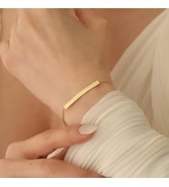 925 Ayar Gümüş Künye Bileklik - 4mm (Gold)