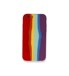 Çınarcık Dev iPhone 6 Kılıf Ebruli Lansman Silikon - Sarı-Lila