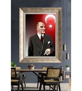 Gümüş Çerçeveli Atatürk Tablo ds436