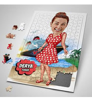 Kişiye Özel Tatil Kızı Karikatürlü Puzzle