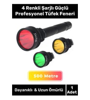 Premium 500 Metre Menzilli Beyaz Sarı Kırmızı Yeşil Aydınlatma Şarjlı Güçlü Profesyonel Tüfek Feneri