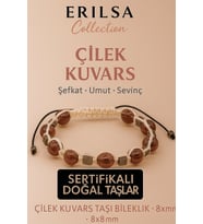 Sertifikalı Çilek Kuvars Doğal Taş Bileklik - 8x8 mm Sevgi Umut Şefkat Enerji Taşı (Çok Renkli)