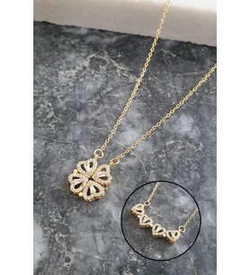 YONCA KOLYE MIKNATISLI AYRILABİLEN 925 AYAR GÜMÜŞ KOLYE, GOLD, GÜMÜŞ VE ROSE GOLD RENK (Gold)