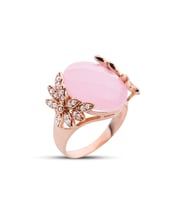 Çicek Bahçesi Pembe Kuvars Taşı Rose Yüzük  GMS178 (Çok Renkli)