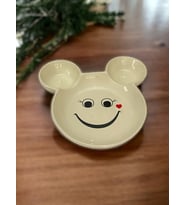 Eğlenceli Çocuk Gülen Yüz Emojili Mama, Yemek, Kahvaltı Ve Pasta Tabağı 1 Adet Krem