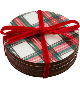Tartan Lake Bardak Altlığı, Beyaz, 4" Çap