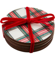 Tartan Lake Bardak Altlığı, Beyaz, 4" Çap
