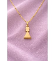 Kişiye Özel 925 Ayar Gümüş Satranç Piyon Figürlü Kolye (Gold)