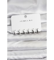 Gümüş Renk Pirinç Minimal Petek Detaylı Kadın Küpe Seti 5886 - HPSBYI3560-6360