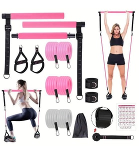 Valkyrie Full Vücut Pilates Bar Seti Egzersiz Çubuğu Ayarlanabilir Evde Onlarcak Farklı Spor Jimnastik Olanağı Kapı Askılı Çantalı