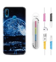 Huawei P20 Lite Mate 10 20 Lite Pro P40 Lite KılıfKablo Koruma Spiral Silikon Mavi Gece 1605