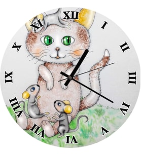 Cakatablo Fareler Kedi Görseli Duvar Saati