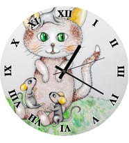 Cakatablo Fareler Kedi Görseli Duvar Saati
