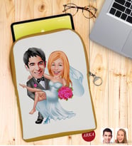 BK Gift Kişiye Özel Evleniyoruz Karikatürlü Taşınabilir Koruyucu Tablet Kılıfı & Organizer Çanta - Sarı-9