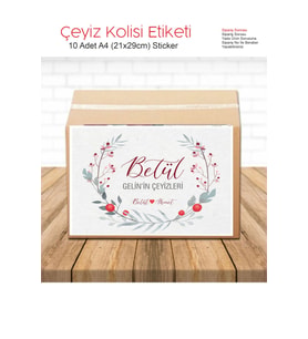 İsimli Çeyiz Kolisi Etiketi 10 Adet 21x29 cm  Etiket