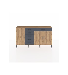 Arges Konsol 3 Raflı 6 Çekmeceli 3 Kapaklı 176x30x99 Çam-Çam/Antrasit