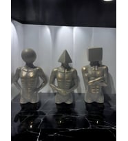 Üçlü Geometrik Başlı Soyut Set Deokratif Obje (Antrasit)