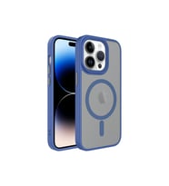 Apple iPhone 13 Pro Uyumlu Kılıf Mat Arka Yüzey Wireless Şarj Özellikli Zore Flet M-safe Kapak (Mavi)