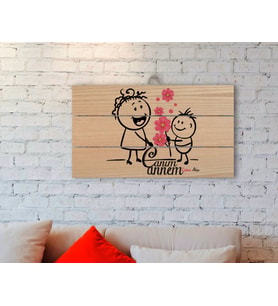 BK Gift Kişiye Özel Canım Annem Tasarımlı Otantik Ahşap Palet Tablo-17