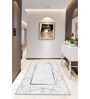 Silver Çerçeveli Kaymaz Tabanlı Dekoratif Halı RV011 - 100 x 160 cm